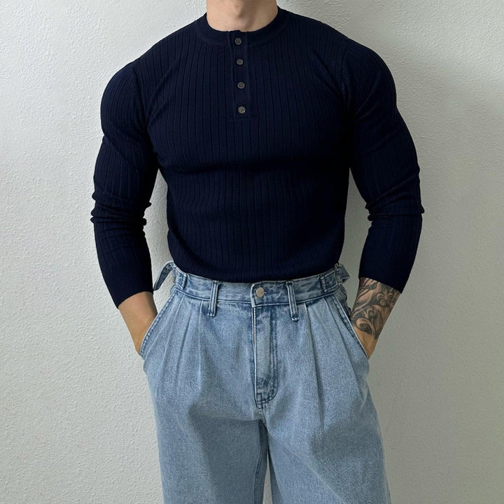 Striped Round Neck Collar Shirt