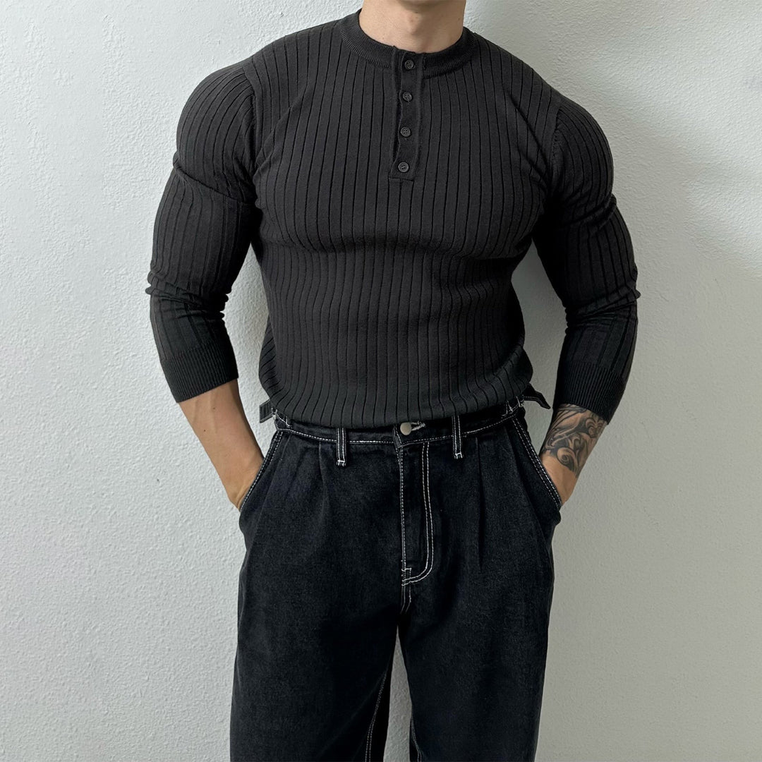 Striped Round Neck Collar Shirt