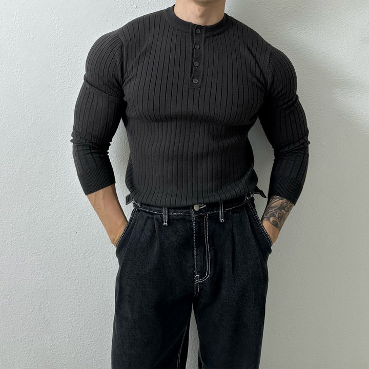 Striped Round Neck Collar Shirt