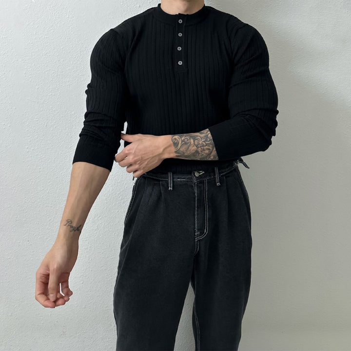 Striped Round Neck Collar Shirt