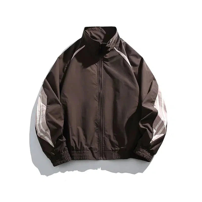 Striped Sleeves Windbreaker Jacket