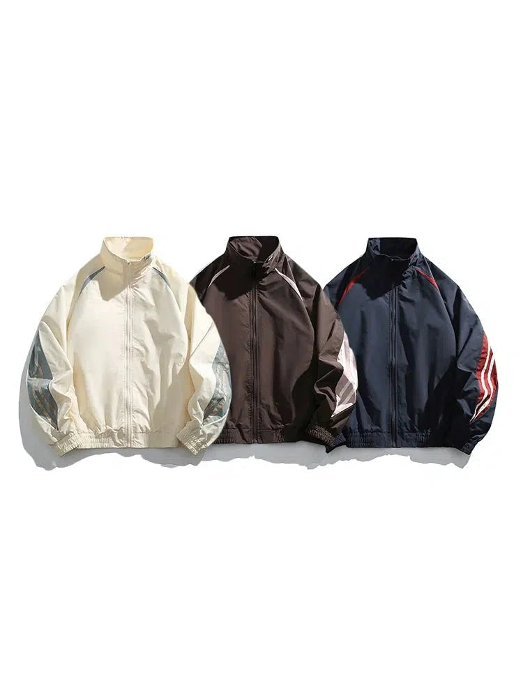 Striped Sleeves Windbreaker Jacket
