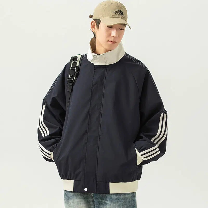 Striped Windproof Outdoor Jacket