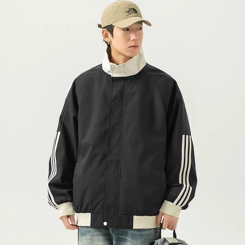Striped Windproof Outdoor Jacket