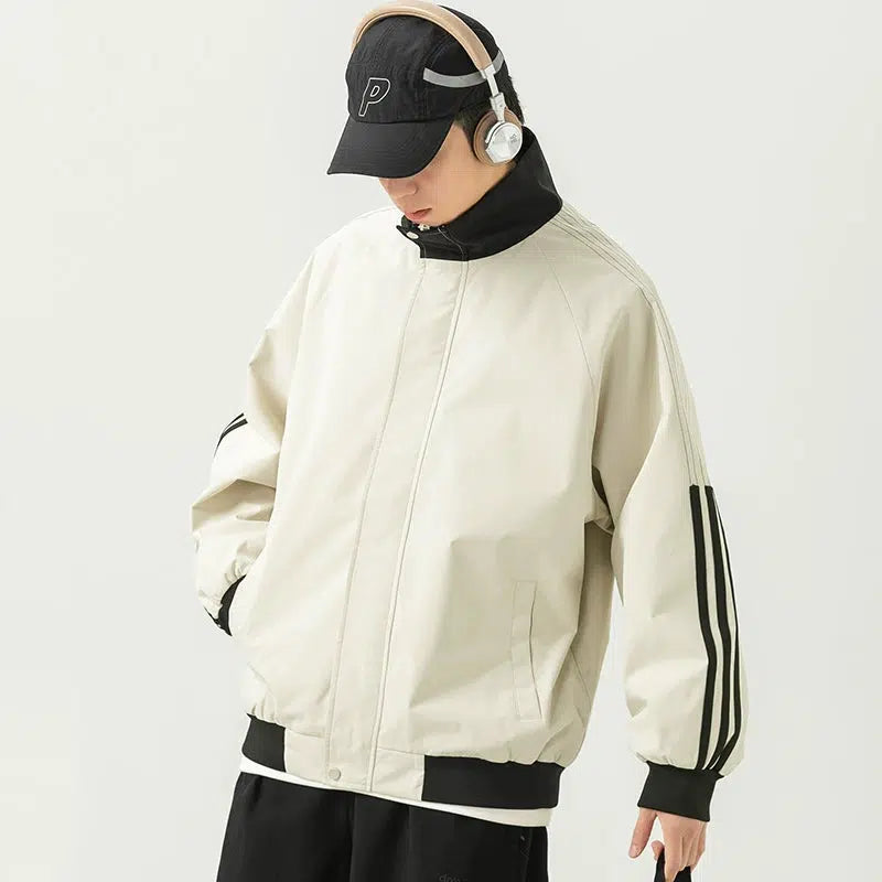 Striped Windproof Outdoor Jacket