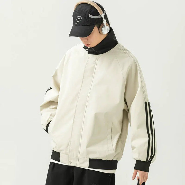 Striped Windproof Outdoor Jacket
