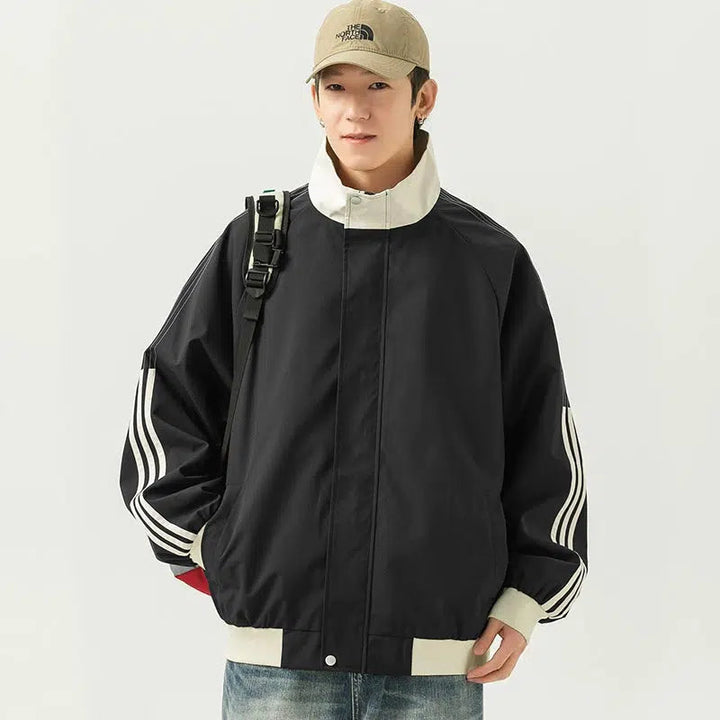 Striped Windproof Outdoor Jacket