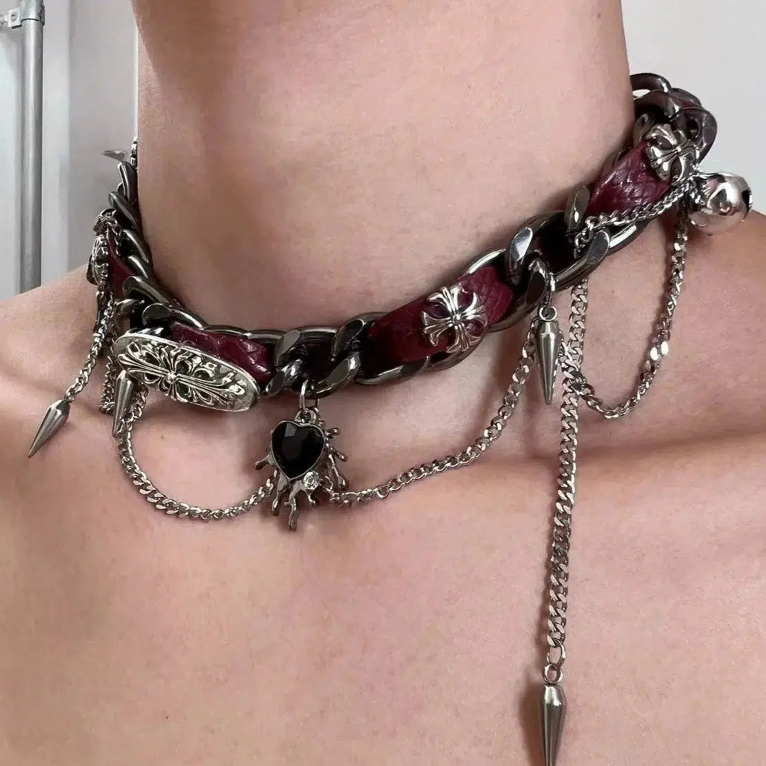 Studded Metal Leather Collar