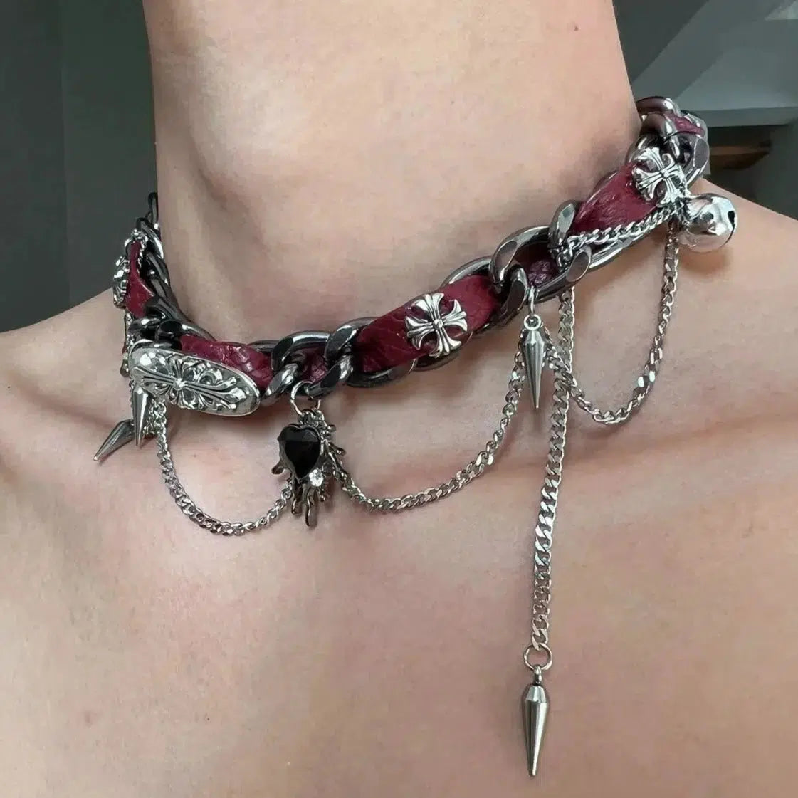 Studded Metal Leather Collar