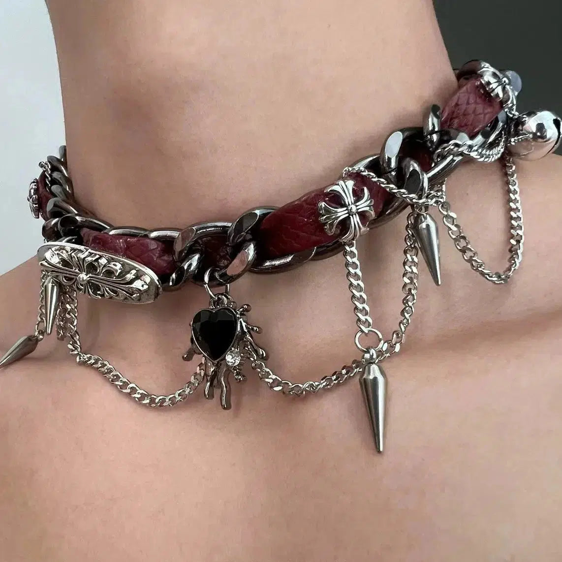 Studded Metal Leather Collar