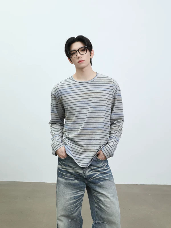 Striped Crew Neck Long Sleeve T-Shirt 2