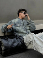 Stylish Dual Handles Leather Bag