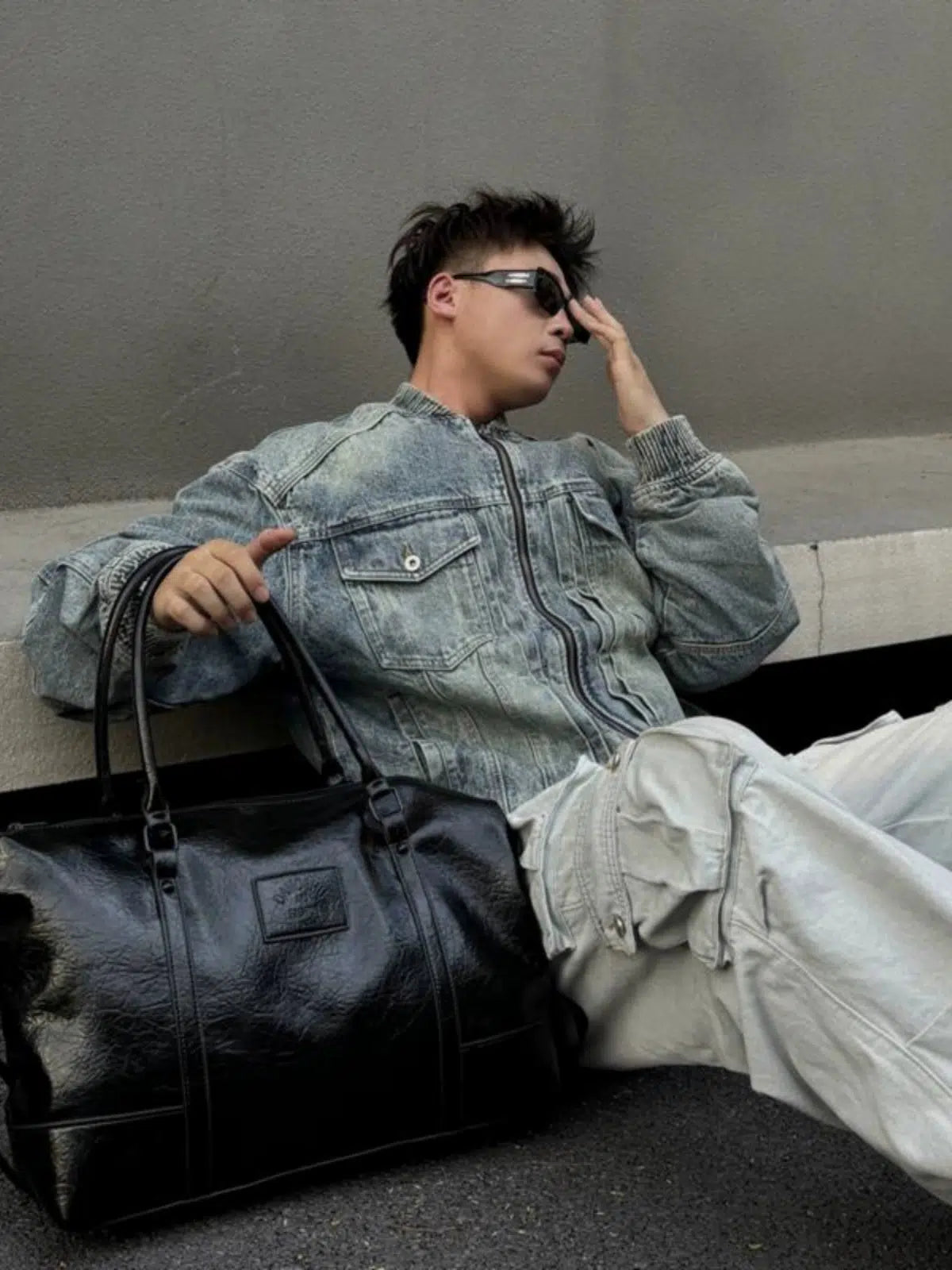 Stylish Dual Handles Leather Bag