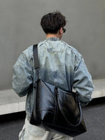 Stylish Dual Handles Leather Bag