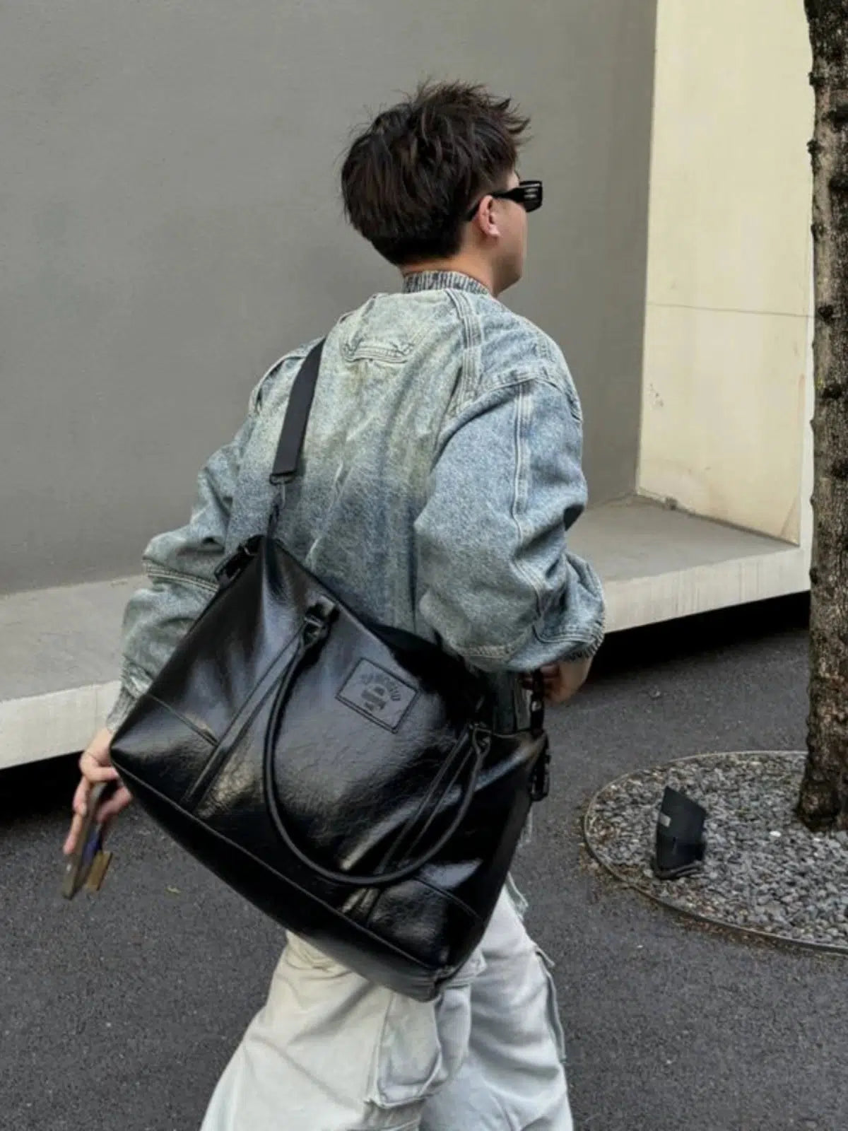 Stylish Dual Handles Leather Bag