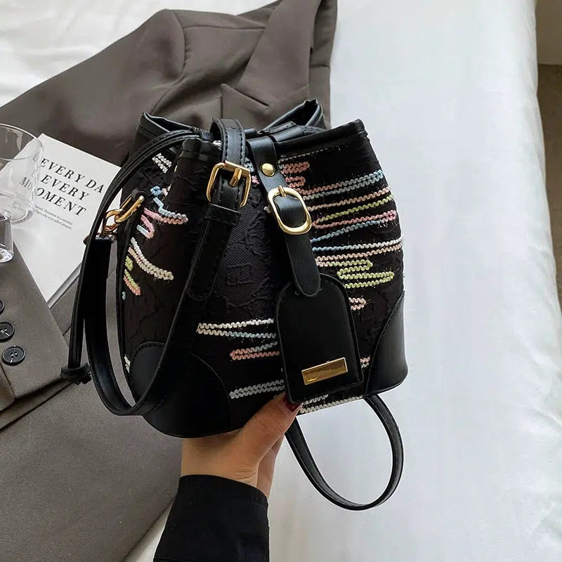 Stylish Embroidered Bucket Bag