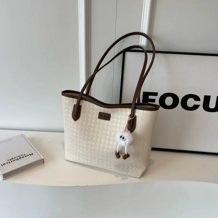 Stylish Houndstooth Tote Bag