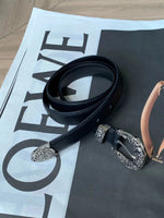 Stylish Leather Belts with Decorative Buckles