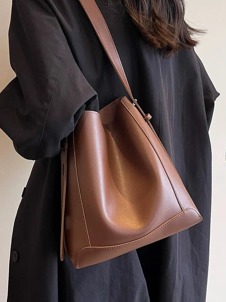 Stylish Leather Bucket Bag
