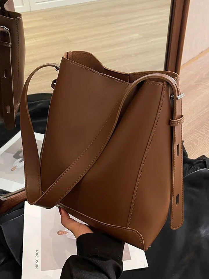 Stylish Leather Bucket Bag