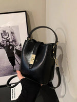 Stylish Metal Buckle Bucket Shaped Bag