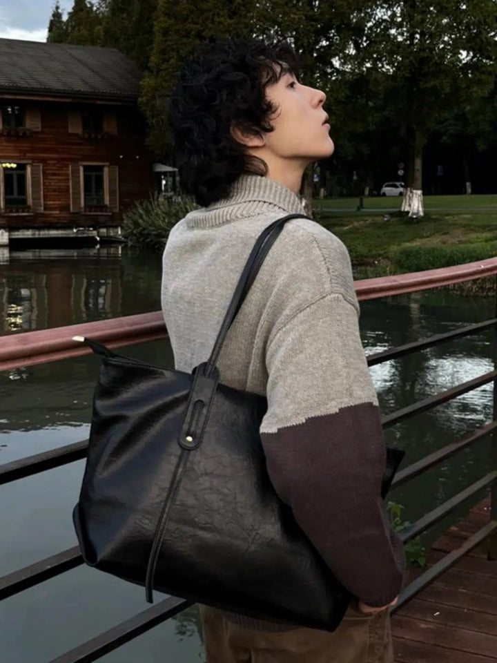 Stylish Triangular Logo Tote Bag