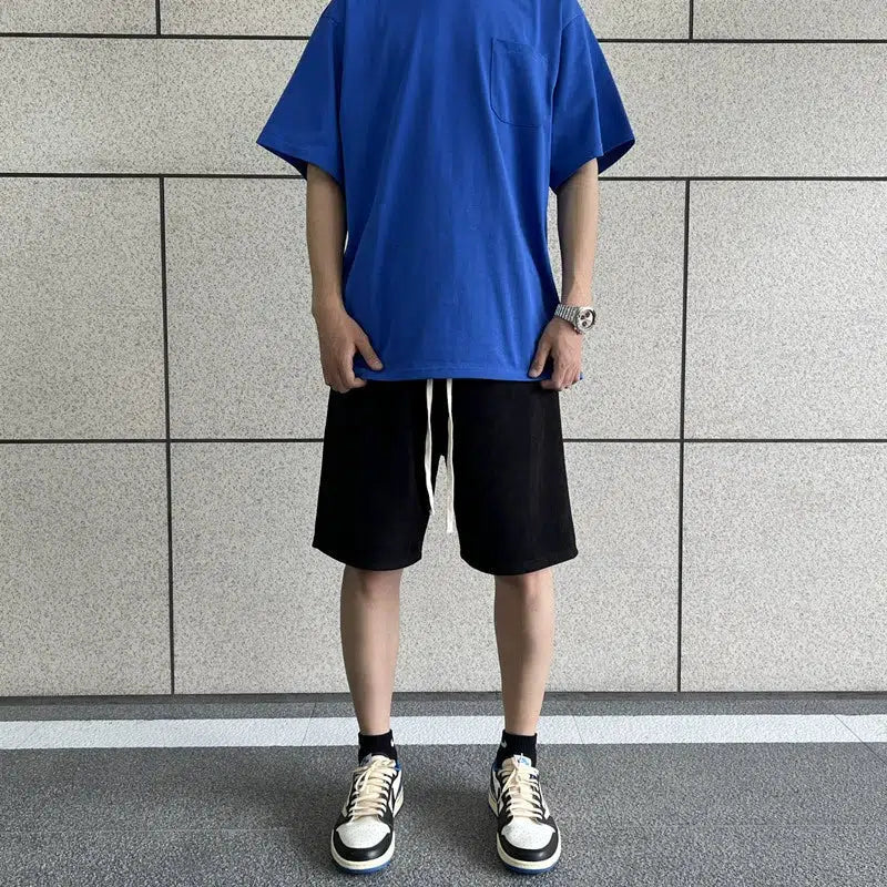 Suede Drawstring Sport Shorts