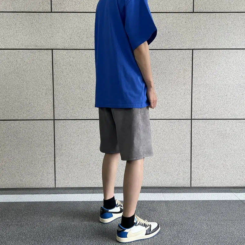 Suede Drawstring Sport Shorts