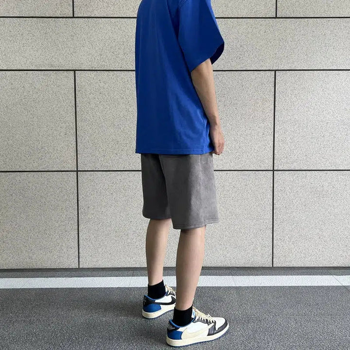Suede Drawstring Sport Shorts