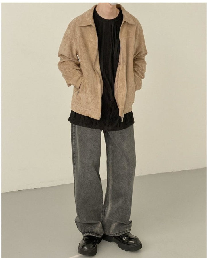 Suede Lapel Casual Jacket