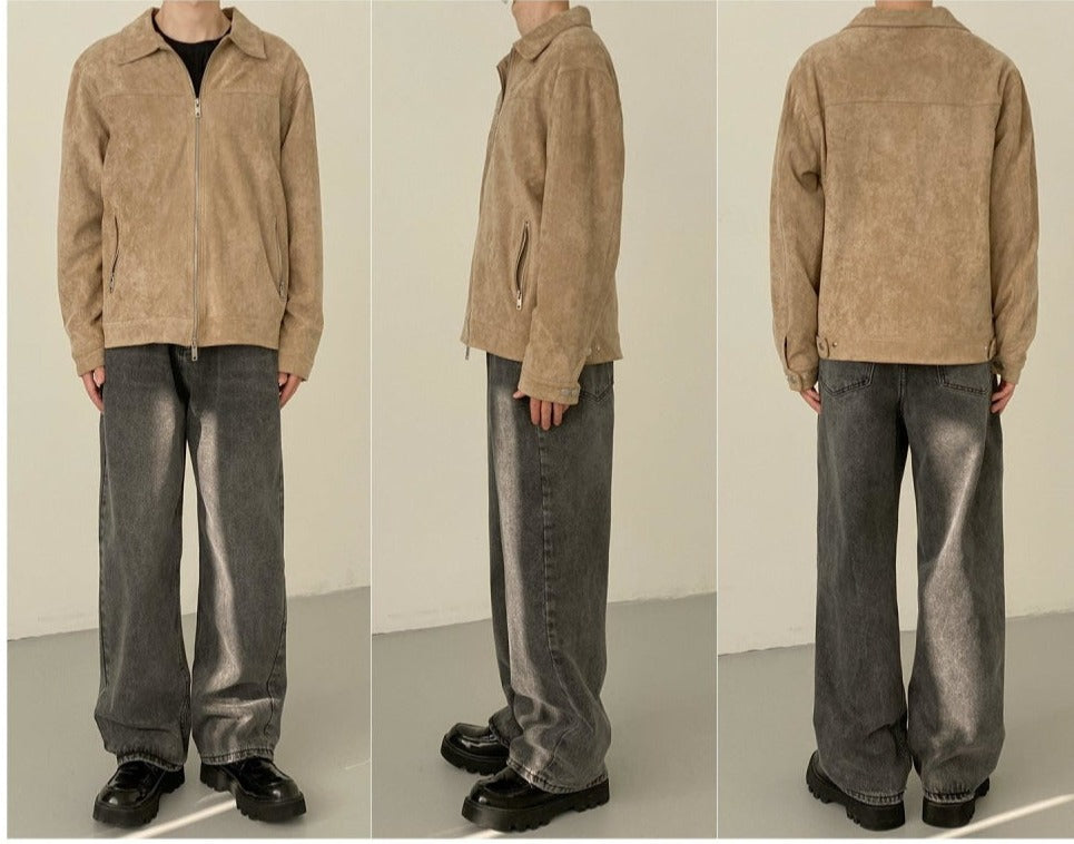 Suede Lapel Casual Jacket
