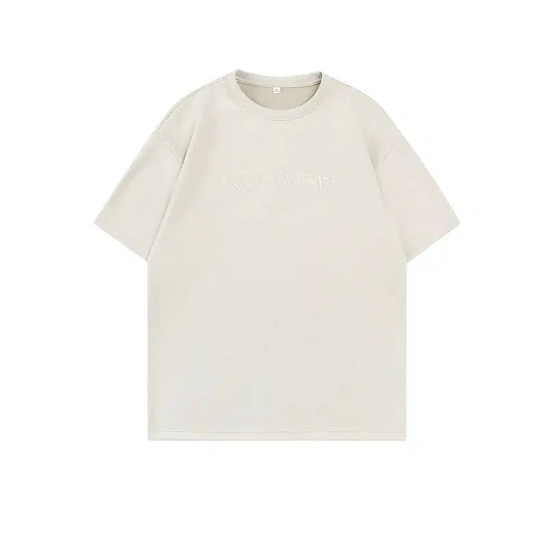 Suede Letter Embroidered T-shirt