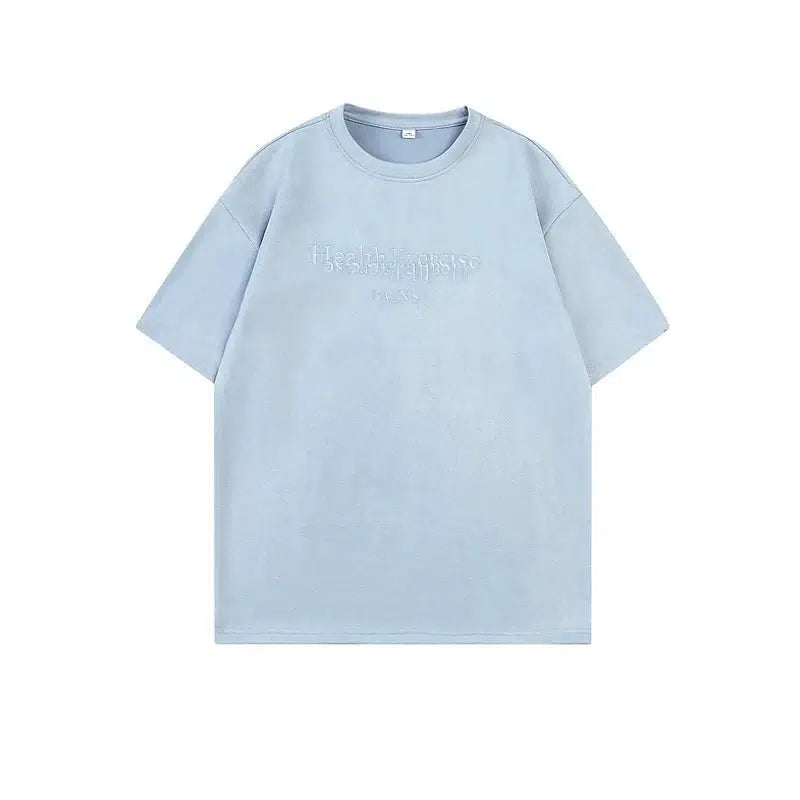 Suede Letter Embroidered T-shirt