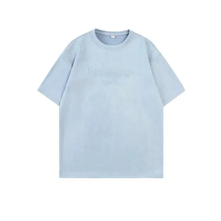 Suede Letter Embroidered T-shirt