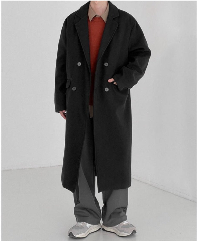 Suit Collar Mid-length Woolen Coat