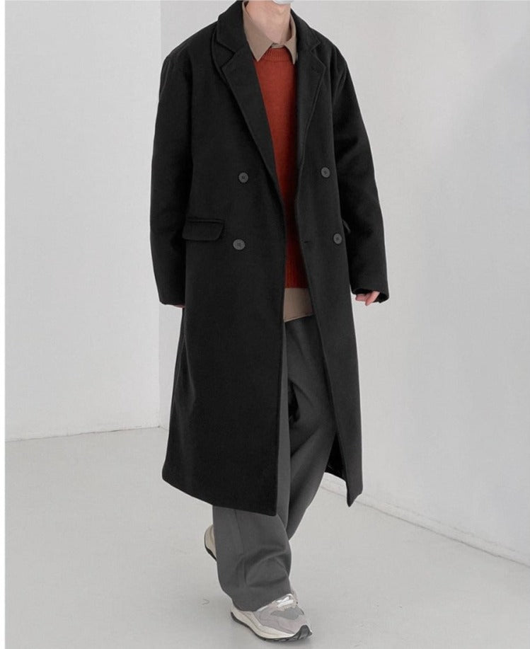 Suit Collar Mid-length Woolen Coat