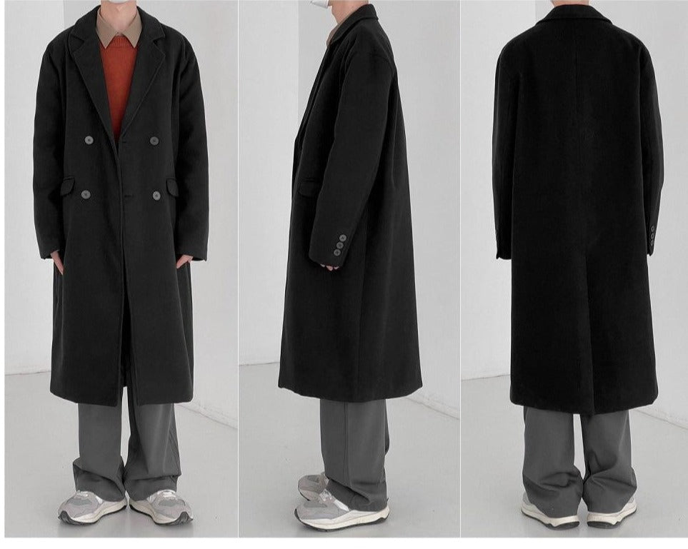 Suit Collar Mid-length Woolen Coat