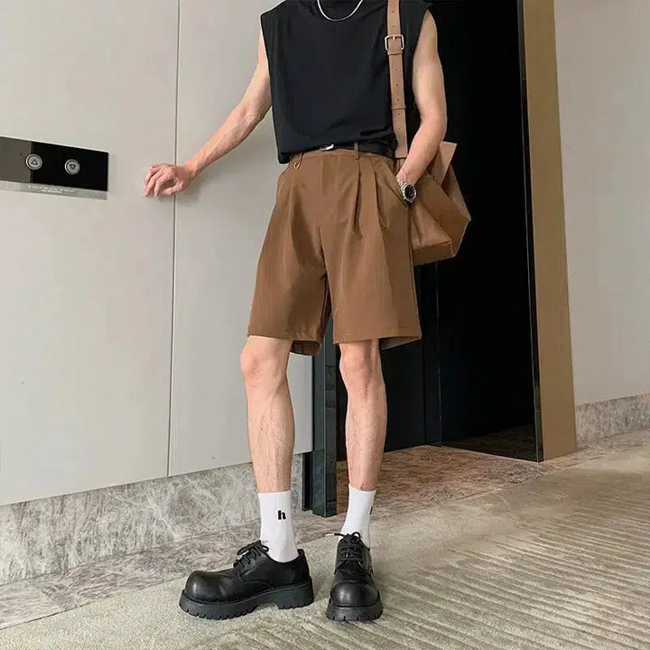 Summer High-Waist Pleated Shorts
