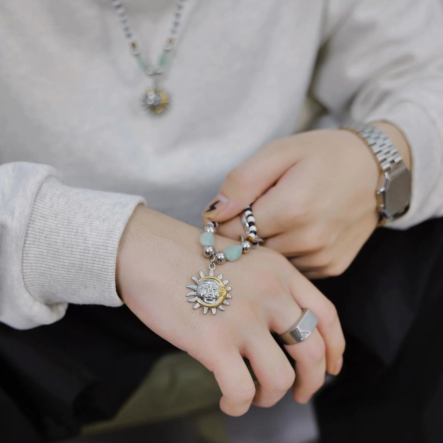 Sun And Moon Pendant Necklace