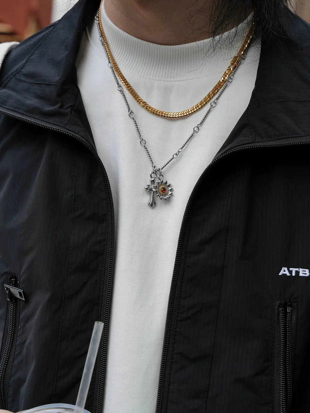 Sun Cross Pendants Charm Necklace