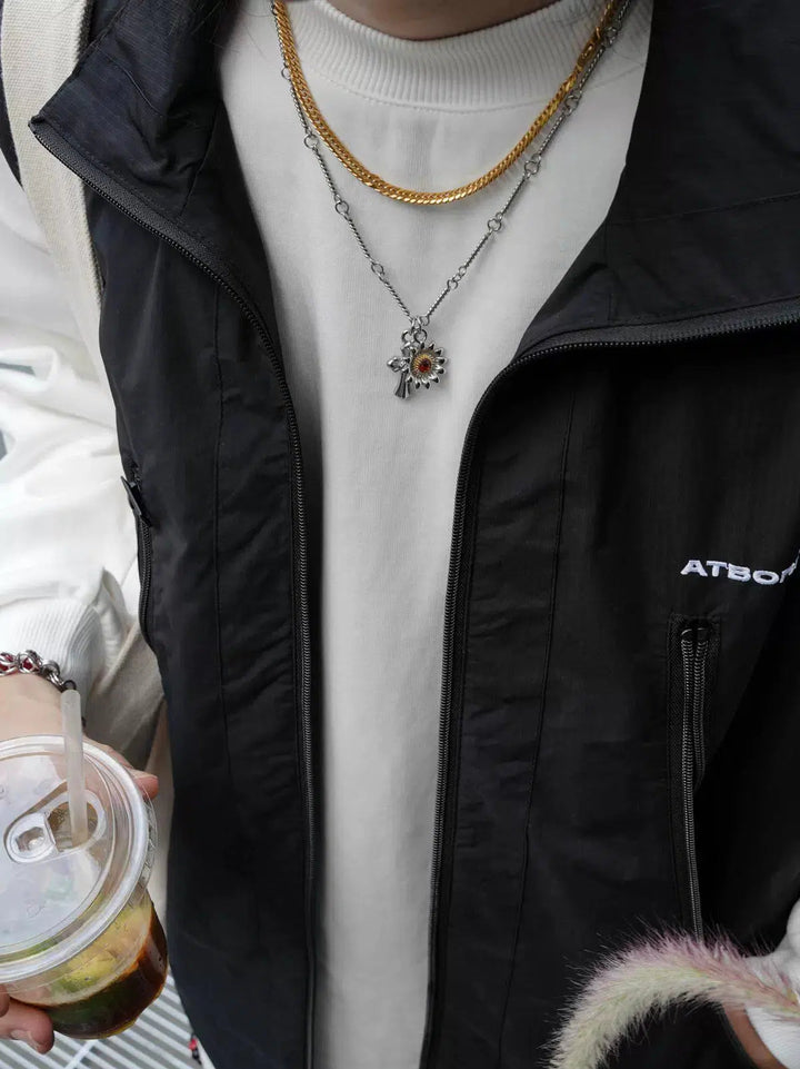 Sun Cross Pendants Charm Necklace