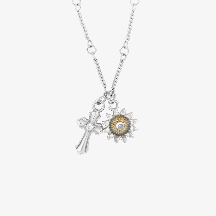 Sun Cross Pendants Charm Necklace
