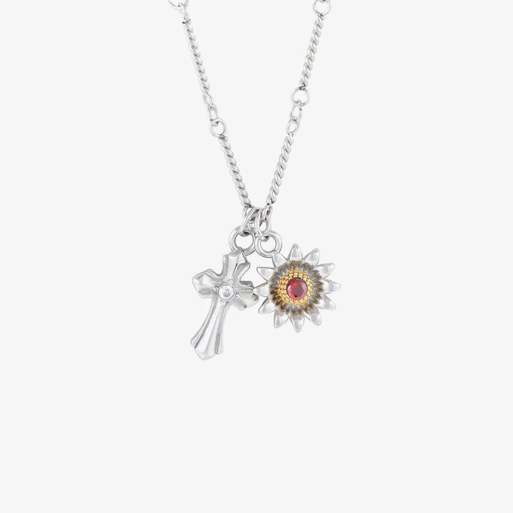 Sun Cross Pendants Charm Necklace
