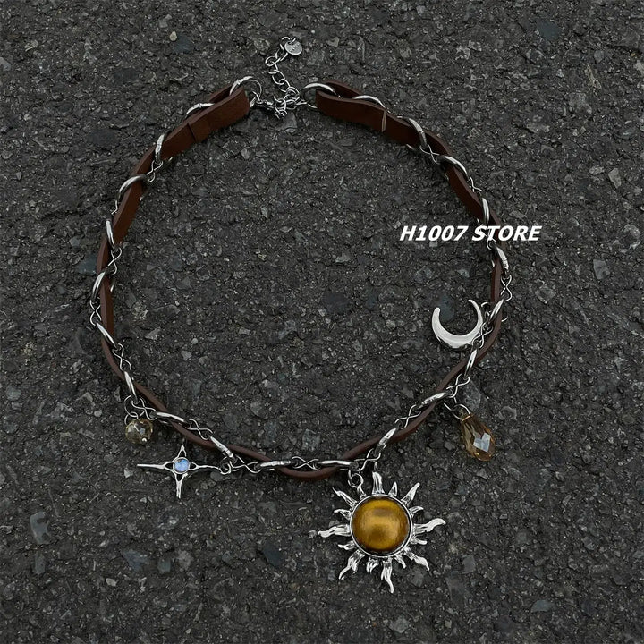 Sun Star Retro Pendant Necklace
