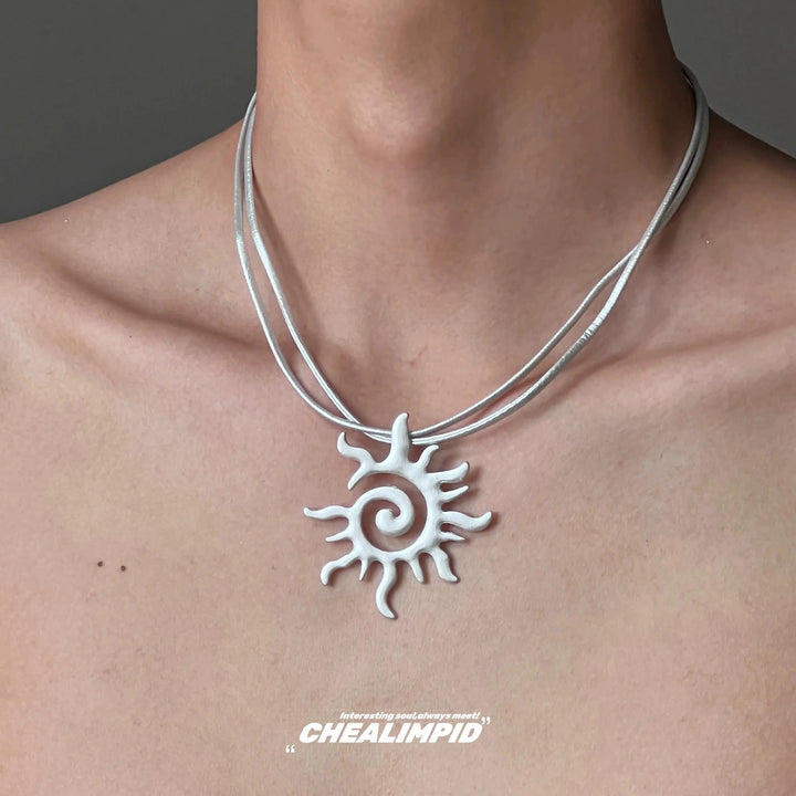 Sunburst Spiral Pendant Necklace