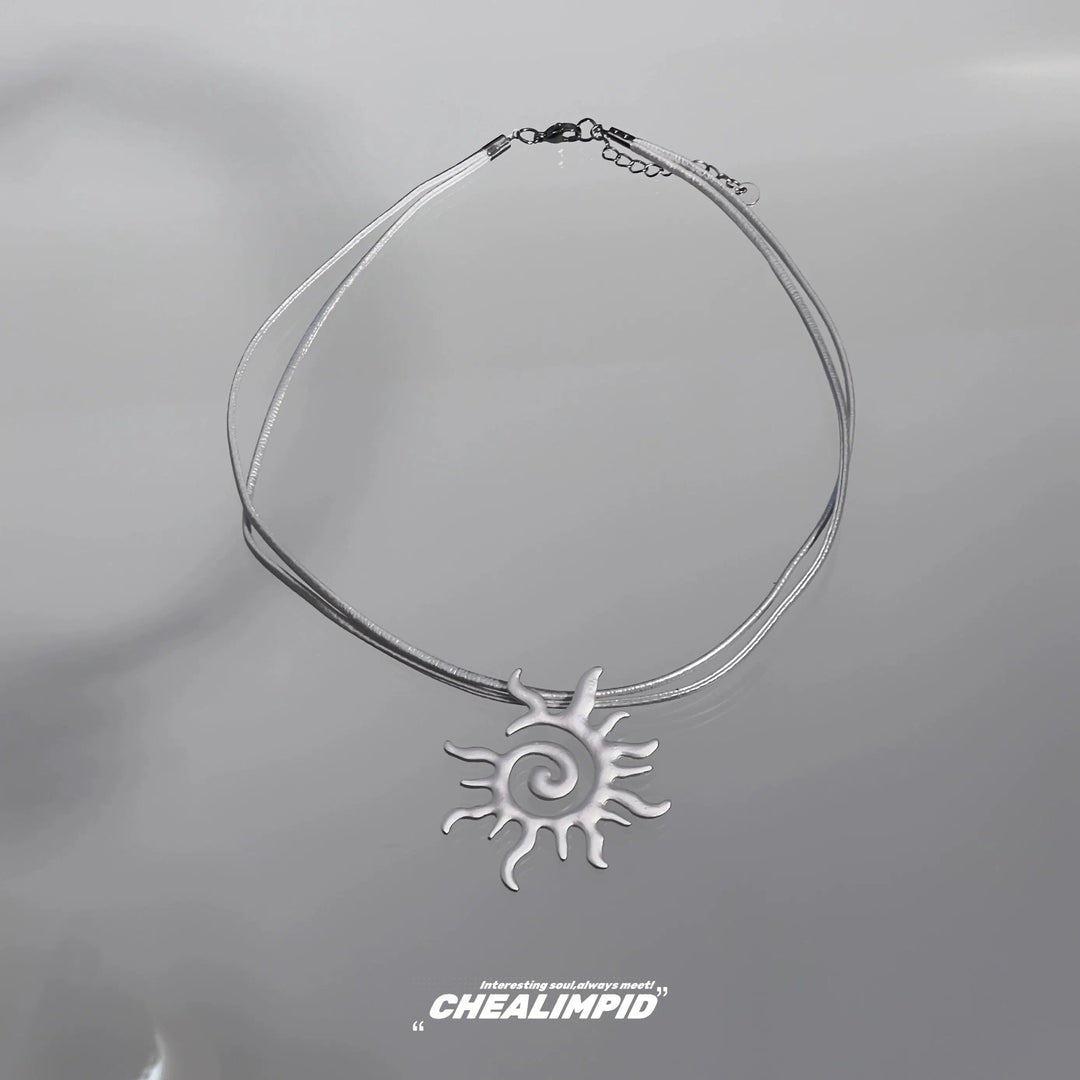 Sunburst Spiral Pendant Necklace