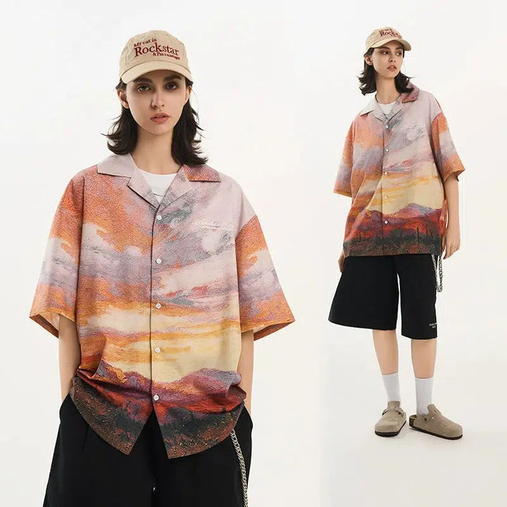 Sunset Pattern Button-down Shirt