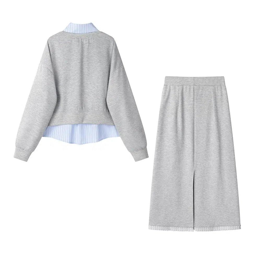 Bow Accent Sweater and Skirt Set
