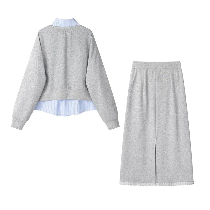 Bow Accent Sweater and Skirt Set