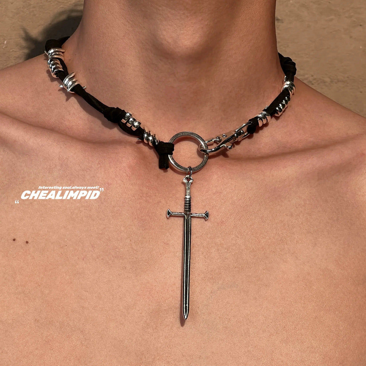 Sword Pendant Choker Necklace